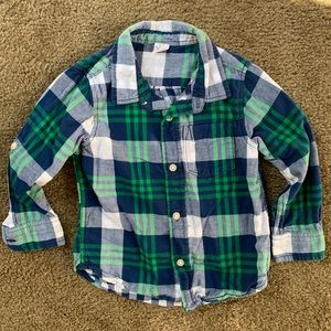 Boys 3T blue and green plaid shirt
